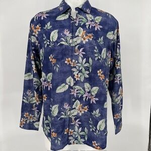 Tommy Bahama Men's L NWT Aloha Vacation Tropical Hawaiian Blue Floral Button Up